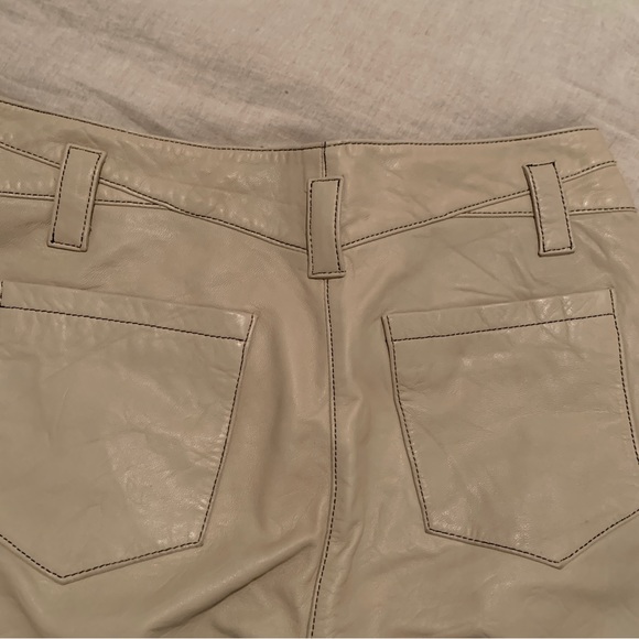 Topshop cream genuine leather high waisted pleated trousers - 8 - Picture 11 of 16